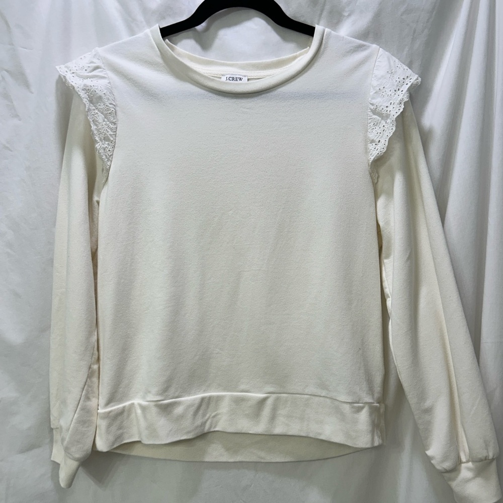 J. Crew Cream Lace-Trim Crewneck Sweatshirt